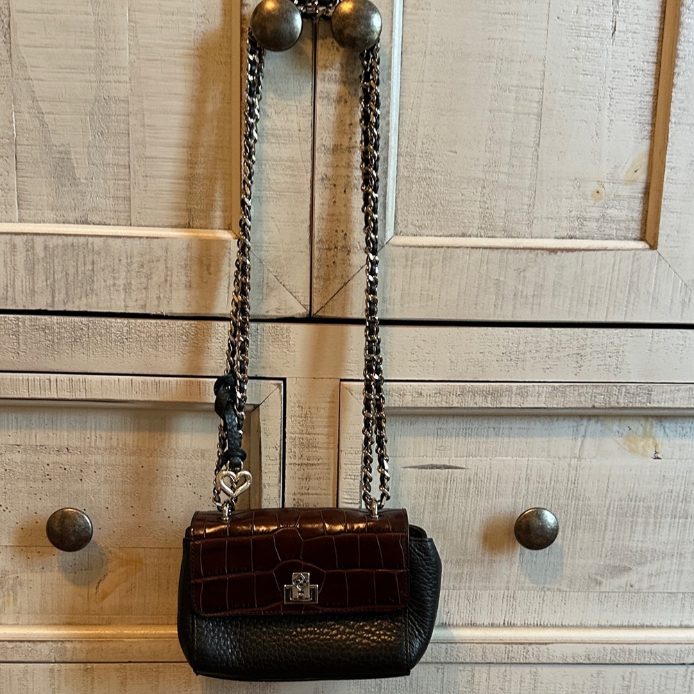 Brighton Black and Brown Mini Bag with Chain Strap